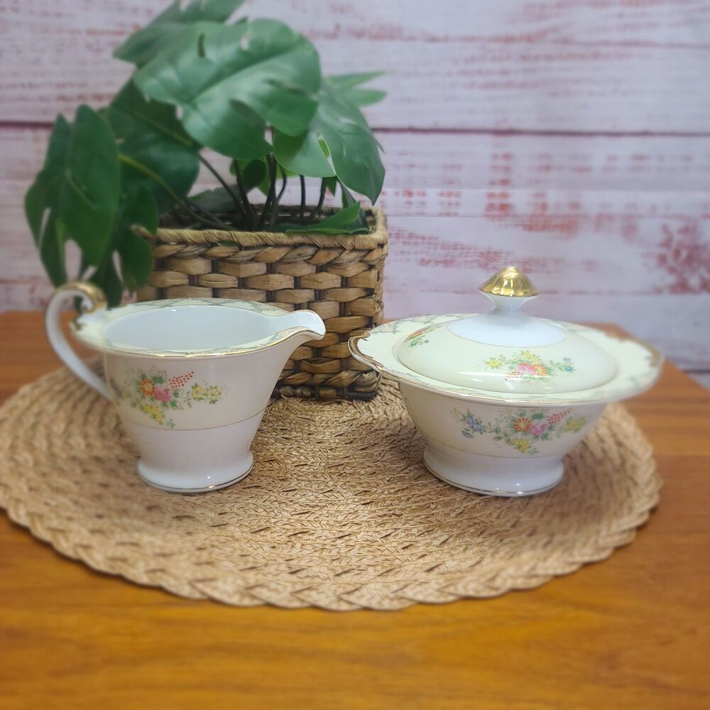 Vintage Porcelain Cream and Sugar Set Made in Japan